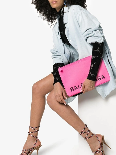 Shop Balenciaga 'ville' Clutch In 111 - Pink