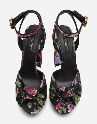Shop Dolce & Gabbana Platform Sandals In Floral Lame Jacquard In Multi-colored