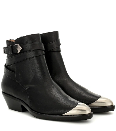 Shop Isabel Marant Donee Leather Ankle Boots In Black