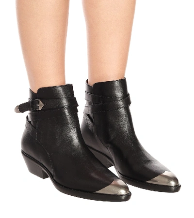 Shop Isabel Marant Donee Leather Ankle Boots In Black