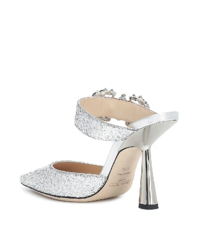 Shop Jimmy Choo Smokey 100 Glitter Mules In Silver