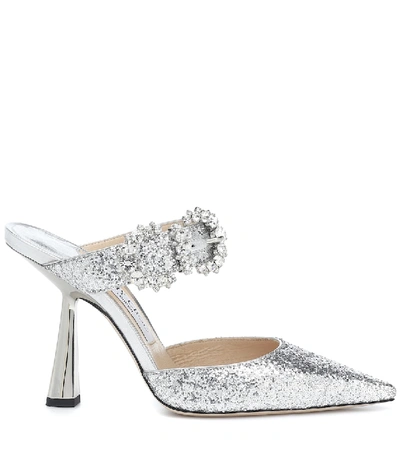 Shop Jimmy Choo Smokey 100 Glitter Mules In Silver