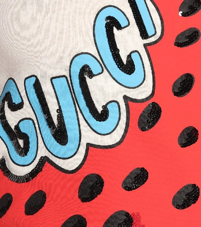 Shop Gucci Printed Cotton T-shirt In White