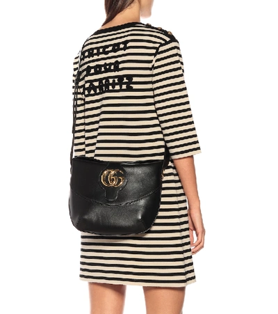 Shop Gucci Medium Arli Leather Shoulder Bag In Black