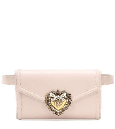 Shop Dolce & Gabbana Devotion Leather Belt Bag In Pink