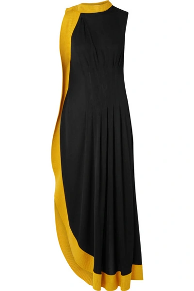 Shop Givenchy Two-tone Pleated Stretch-crepe Gown In Black