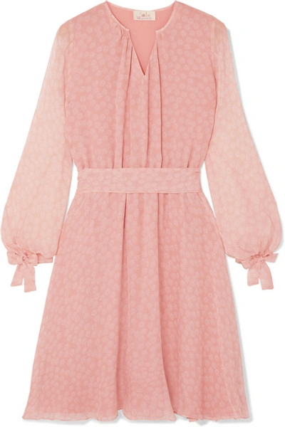 Shop Aross Girl X Soler Amanda Belted Floral-print Silk-georgette Mini Dress In Pink