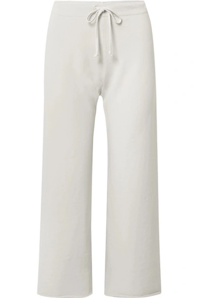 Shop Nili Lotan Kiki Cropped Cotton-jersey Wide-leg Pants In White