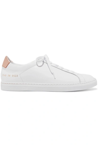 Shop Common Projects Retro Metallic-paneled Leather Sneakers In White