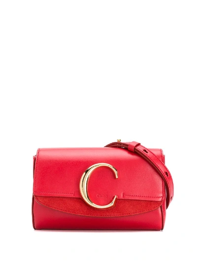 Shop Chloé Logo Plaque Belt Bag - Red