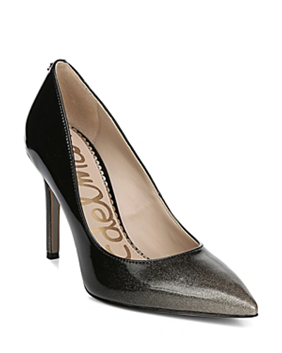 Shop Sam Edelman Women's Hazel Pointed Toe High-heel Pumps In Black/gold Patent Leather