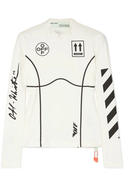 Shop Off-white Printed Stretch-jersey Top In White