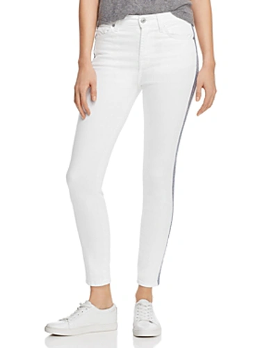 Shop 7 For All Mankind High Rise Racing Stripe Skinny Jeans In White Runway In White Runway Denim