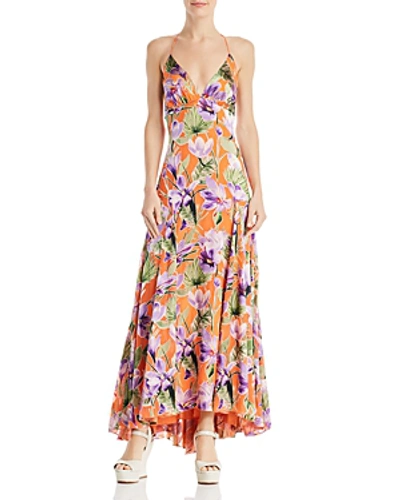 Shop Alice And Olivia Alice + Olivia Hetty Floral Halter Maxi Dress In Floral Palm Coral