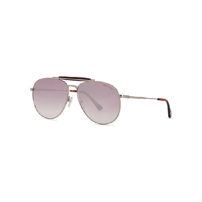 Shop Tom Ford Sean Aviator-style Sunglasses In Silver