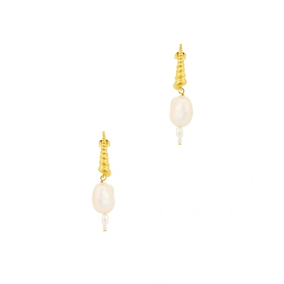 Shop Anni Lu Turret Shell 18kt Gold-plated Drop Earrings
