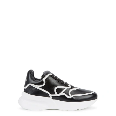 Shop Alexander Mcqueen Oversized Runner Leather Sneakers In Black And White