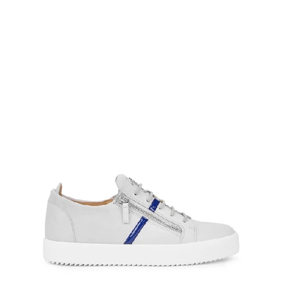Shop Giuseppe Zanotti May Suede And Leather Trainers In White And Blue