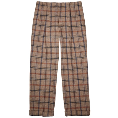 Shop Gucci Checked Wool-blend Trousers