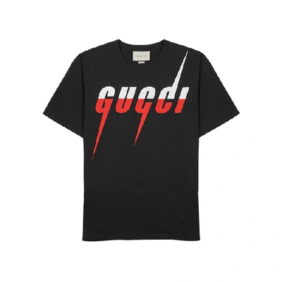 Shop Gucci Blade Printed Cotton T-shirt In Black