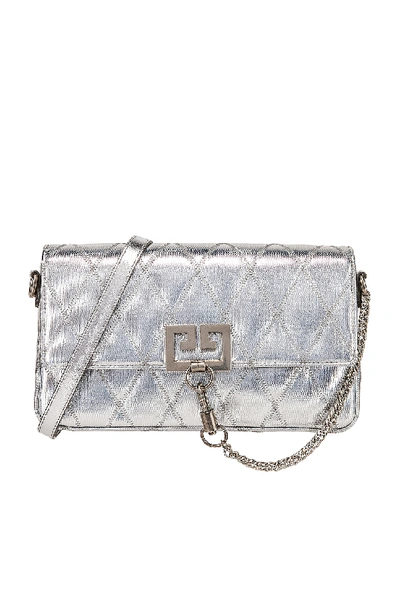 Shop Givenchy Small Charm Shoulder Bag In Metallic Silver