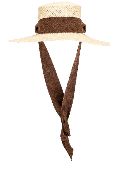 Shop Janessa Leone Nina Hat In Natural & Brown