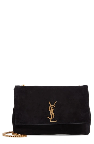 Shop Saint Laurent Kate Reversible Leather Shoulder Bag - Black In Noir