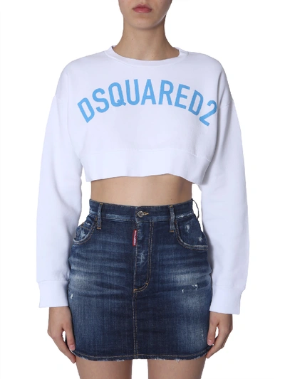 Shop Dsquared2 Cropped Sweatshirt In Bianco