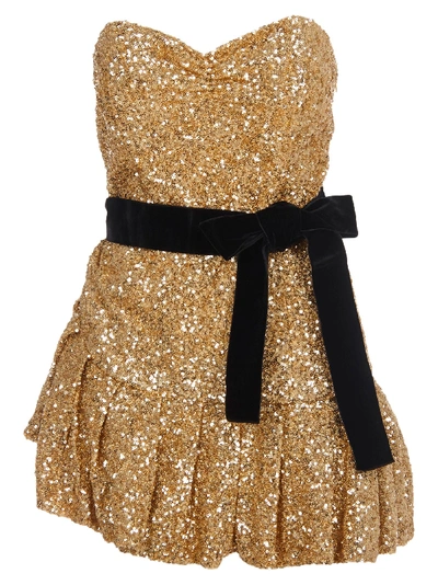 Shop Attico Sequined Mini Dress In Oro