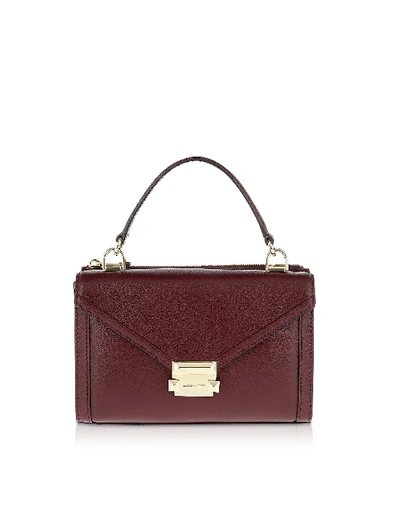 Shop Michael Kors Whitney Small Convertible Top-handle Messenger Bag In Oxblood
