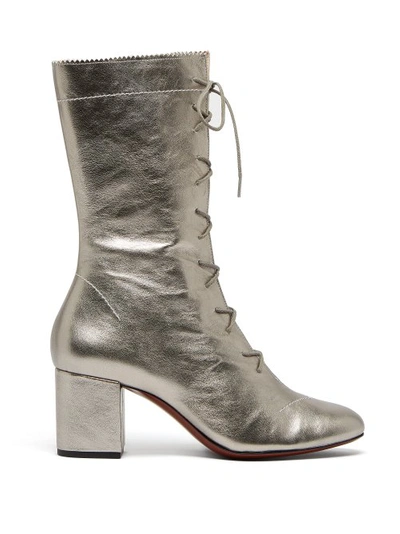 Alexa Chung Forever Metallic Lace-up Leather Boots In Silver | ModeSens