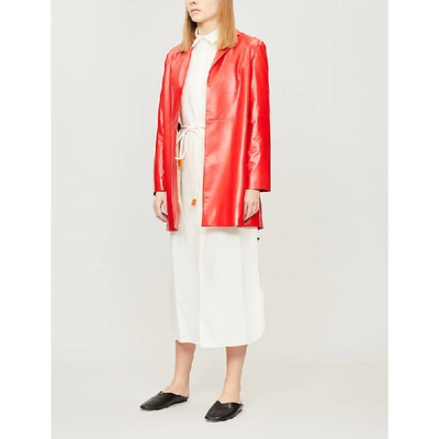 THEORY OVERLAY LOOSE-FIT LEATHER BLAZER 
