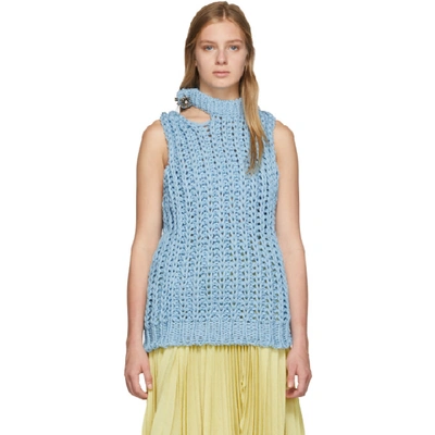 Shop Calvin Klein 205w39nyc Blue Lightweight Knit Vest In 451 Nuage