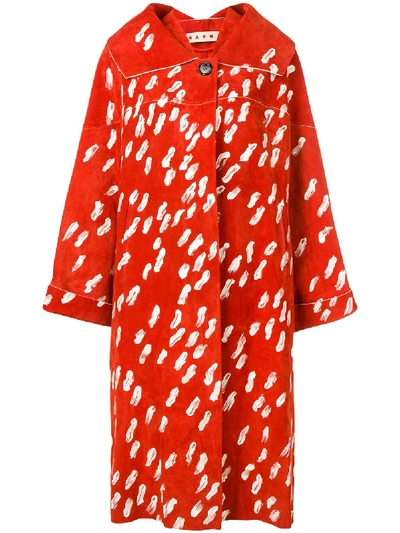 Shop Marni Mantel Mit Print - Rot In Red