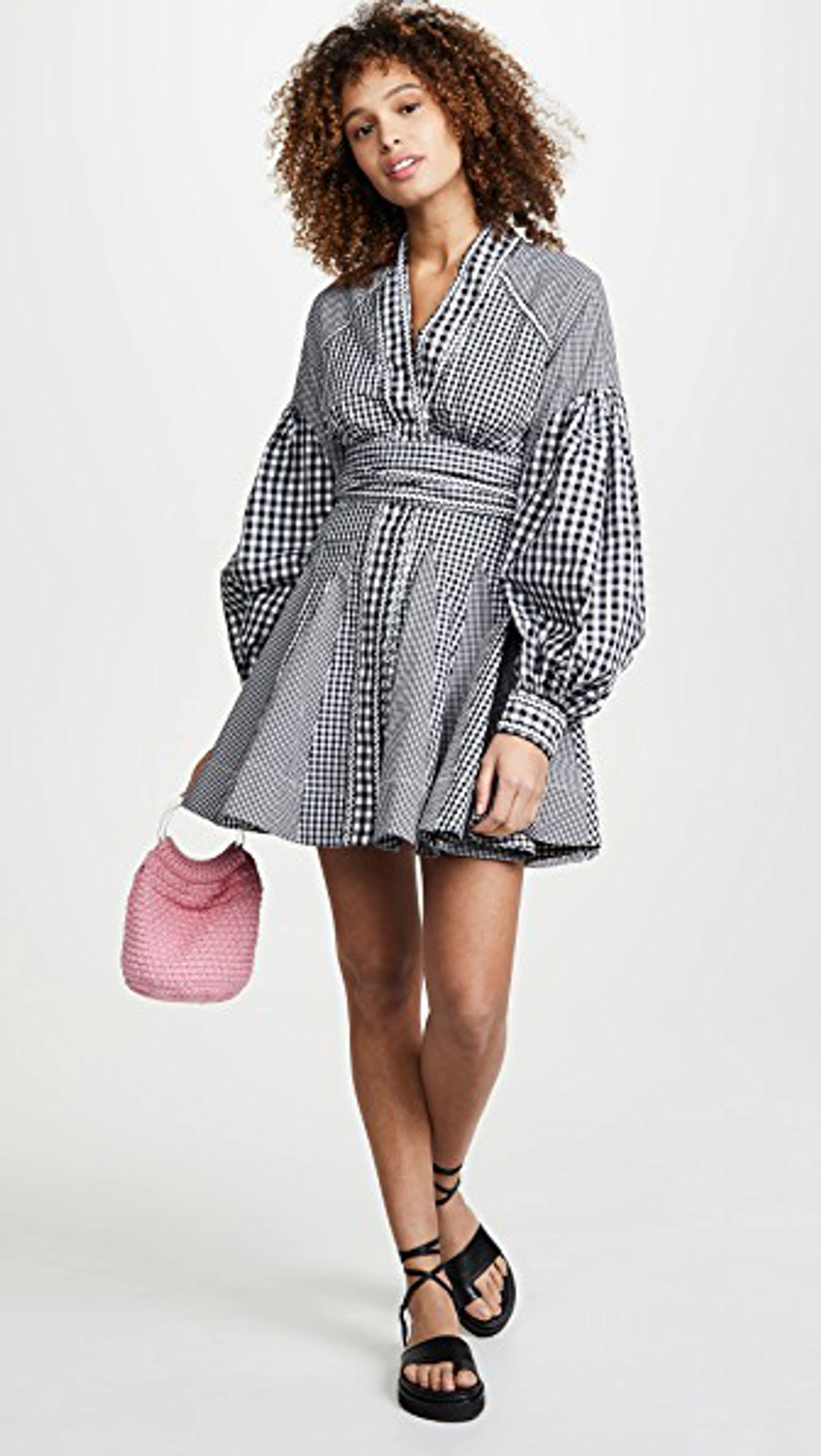 Acler Lella Dress In Monochrome Gingham ModeSens