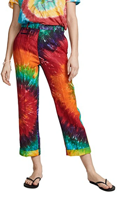 Shop R13 Straight Leg Trousers In Rainbow Tie-dye