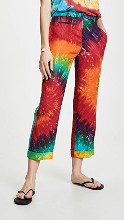 Shop R13 Straight Leg Trousers In Rainbow Tie-dye