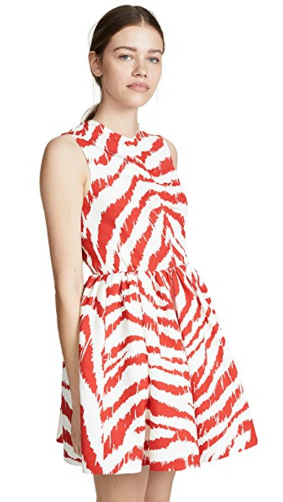 Shop Msgm Striped Frock Dress In Red