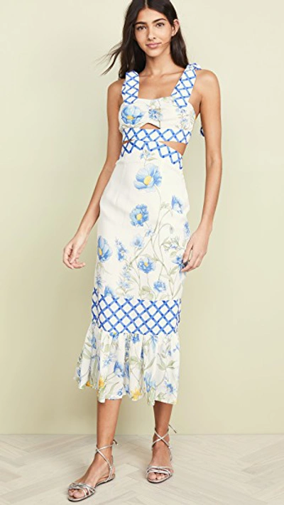 Shop Alice Mccall Flower Girl Midi Strap Dress In Porcelain