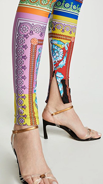 Shop Versace Technicolor Baroque Leggings In Multi