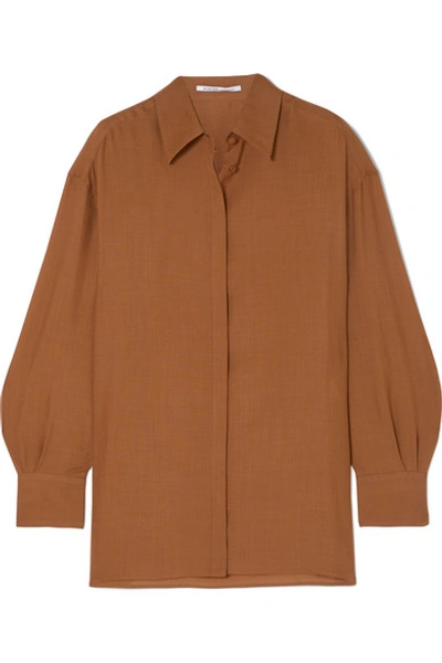 Shop Agnona Wool And Cashmere-blend Shirt In Brown