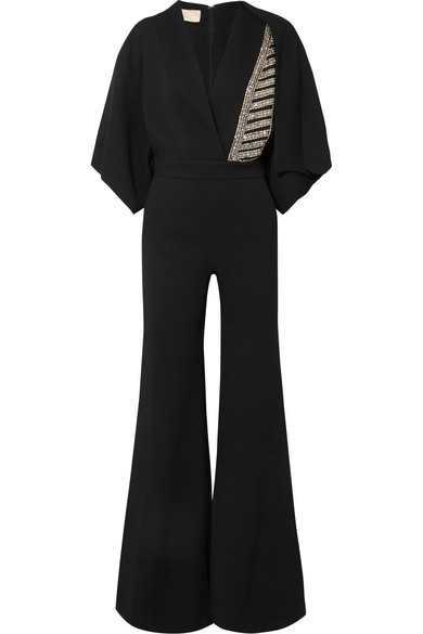 crepe jumpsuit with cape