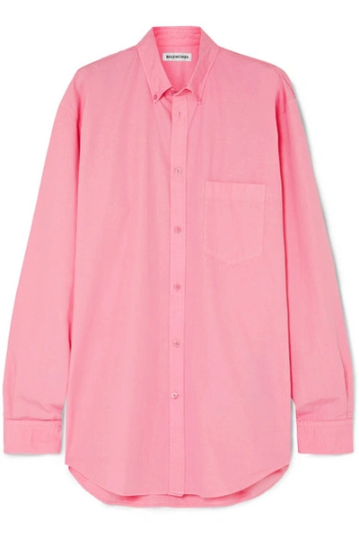 Shop Balenciaga Oversized Printed Cotton Shirt In Pink