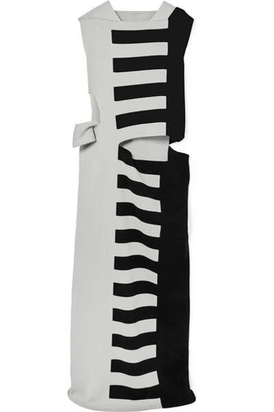 Shop Rick Owens Abito Cutout Striped Silk Maxi Dress In Black
