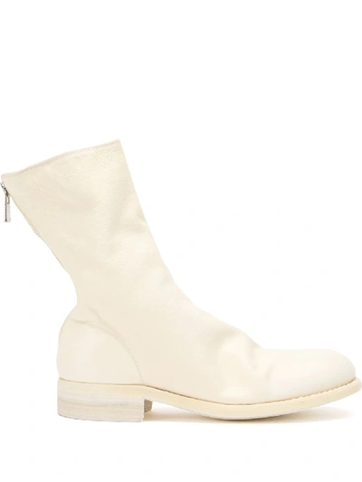 Shop Guidi Rear-zip Ankle Boots - White