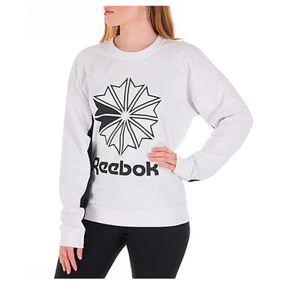 Shop Reebok Women's Classics French Terry Big Logo Crew Sweatshirt In White