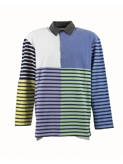 Shop Jw Anderson Striped Patchwork Polo Shirt In Multicolor