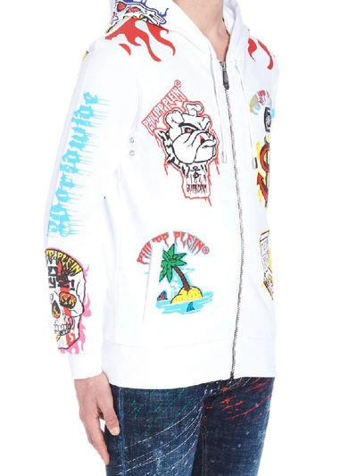 Shop Philipp Plein Pizza Boys Hoodie In White