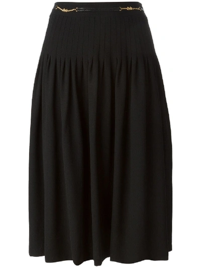 Pre-owned Celine Pleated Skirt In Black