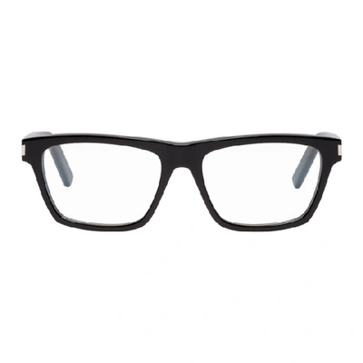Shop Saint Laurent Black Rectangular Optical Glasses In 005 Black